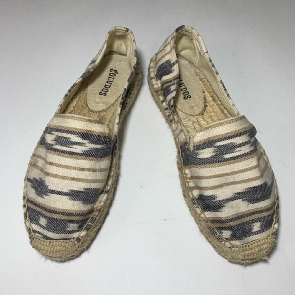 Soludos ikat Southwest espadrilles blue tan 5 - Picture 1 of 9